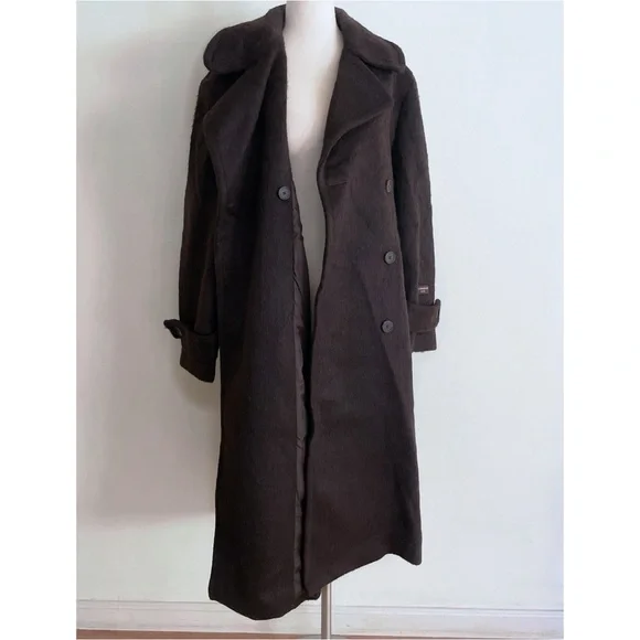 NWT Levi’s Brown Wool Blend Wooly Trench Belted Oversized Coat Peacoat XS​